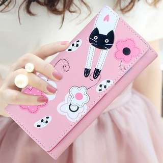 Small card bag wallet female long section new cartoon student cute cat 20% off large-capacity mobile phone bag female wallet wallet