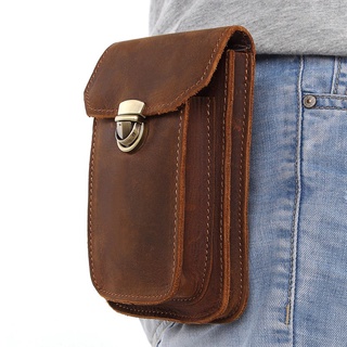 waist bag◈✙✉Genuine Leather Waist Packs Men Travel Fanny Pack Belt Phone Pouch Hip Bum Bag Male