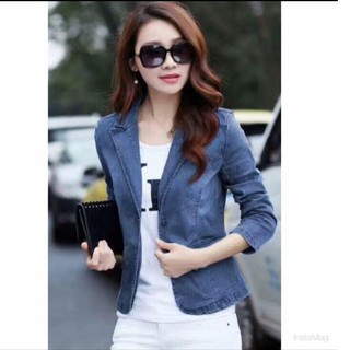 denim blazer trendy tops blazer women long sleeves jacket (1)