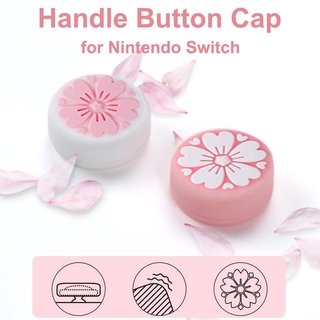 4PCS Sweet Sakura Flower Thumb Grip Caps ,Joystick Cap for Nintendo Switch & Lite Silicone Caps Cover for Nintendo Switch