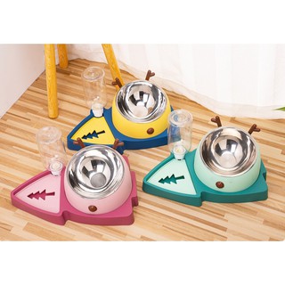 [Wikidog]Pet 2 in 1 Stainless Slow Feeder Bowl w/ Bottle
