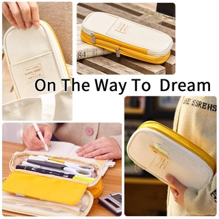 ◆◐Double Layer Pencil Case Kawaii Canvas School Pencil Bag Cute Pencil Case Box for School Kids Penc