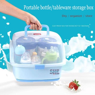 Portable baby bottle storage box, baby bottle drying rack, baby tableware storage drying box