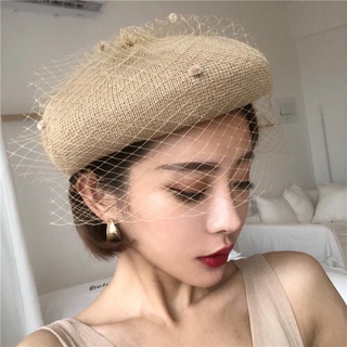 Beret Women's Spring and Summer Elegant Mesh Beret Artistic Retro Japanese Painter Cap French Solid