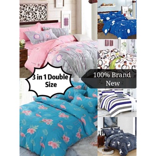 TNC 3 in 1 Bedsheet Set Double Size (1pc. garterized bed sheet, 2 pcs. pillow case) 54x75x10