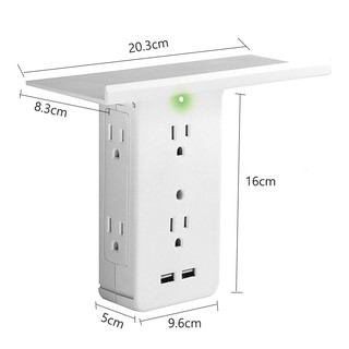 Socket Shelf-8 Port Surge Protector Wall Outlet 6 Electrical Outlet Extenders