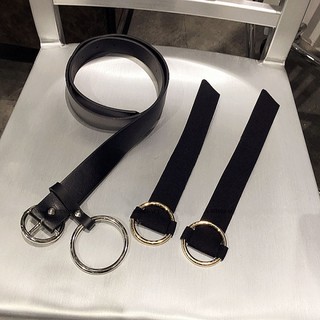 IELGY Korean style Fashion Belt All-match Belt Two Metal Ring Belt