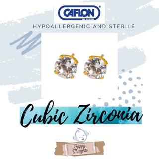 CAFLON Cubic Zirconia (Premium Pair) Hypoallergenic and Certified Sterile