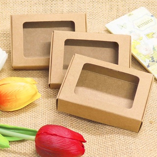 20pcs Blank Kraft Paper Box with Window Handmade Soap Box Jewelry Cookies Gift Candy Box Wedding Par