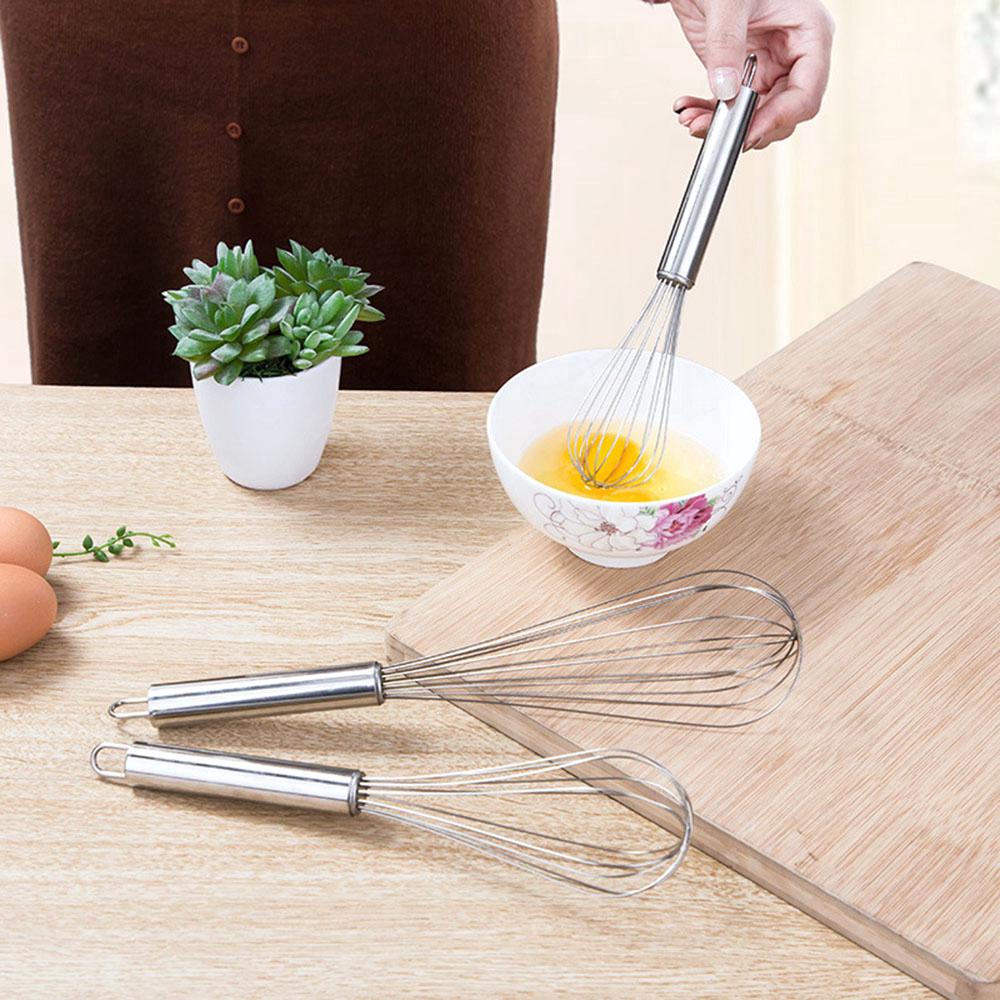 【In stock】 (8/10/12 Inches) Stainless Steel Egg Beater Hand Whisk Mixer Kitchen Tools 【vl】