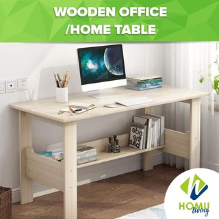 Homu Walter Office Table 100x45x72 (Birch) Wooded Office Table with Shelf