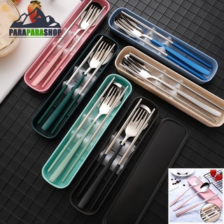 Korean style Portable 304 stainless steel cutlery set simple cutlery set chopsticks spoon fork