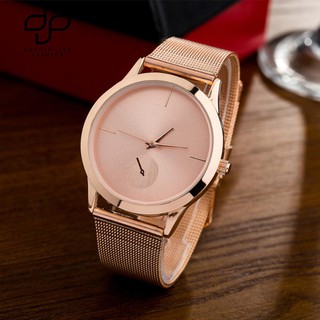 Beauty Simple Stainless Steel Watch Band Quartz Analog Wristwatch for Women Men