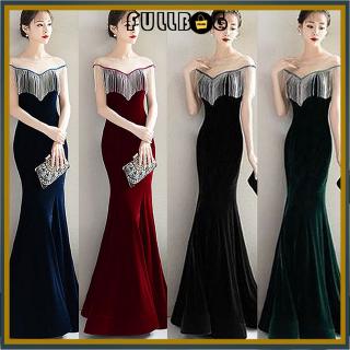 Fullbag Women's Evening Gowns Summer Noble Fishtail Dress For Wedding Cocktail Party Prom Banquet