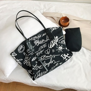 ♙♪Summer Large Capacity Ladies Bag 2021 New Style Fashion Canvas Tote Joker ins One Shoulder Tote