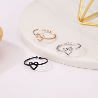 Heart-shaped Knotted Ring Korean Temperament Simple New Hollow Love Opening Ring Heart