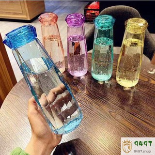 Glass Bottle Tumbler 500ml Creative diamond thick water cup Students cup