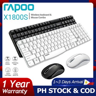 Rapoo X1800S Wireless Keyboard & Mouse Combo Optical 2.4G 108 Keys 1000 Dpi 10M Transmision Fn Keys