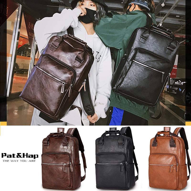 15.6" Laptop Leather Backpack for Men Women Top-handle Design Backpack for Women