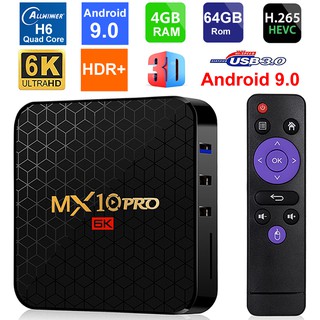 Newest Upgraded Android 9.0 TV BOX MX10 Pro 4K Resolution 1GB RAM 8GB ROM Allwinner H6 Quad Core 64-bit HDMI2.0 USB3.0 Support TF Card TV BOX