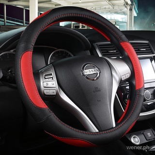 Nissan Leather Steering Wheel Cover Fit Almera Sylphy GTR Juke Xtrail Terra Navara Urvan Steering