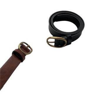 Oval Buckle Thin Leather Belt