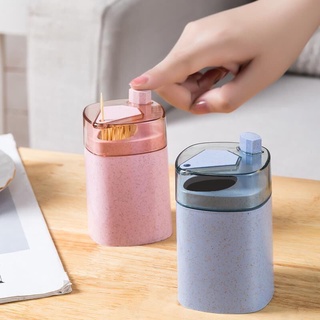 Automatic Toothpick Holder Container Wheat Straw Kitchen Toothpick Bottle Toothpick Box Container Dispenser Holder