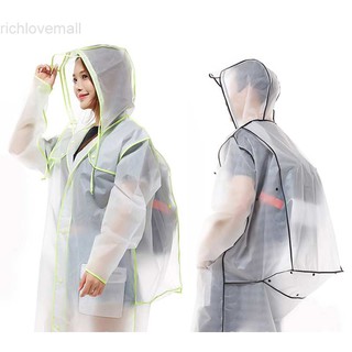 Fashionable EVA Adult Raincoat Backpack Unisex Outdoor Rainwear Couple Poncho Transparent Women Men Rain Coat