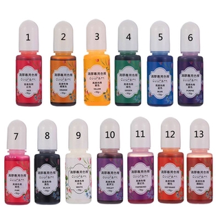 YOI*13 Colors Epoxy UV Resin Coloring Dye Liquid Epoxy Pigment Resin Colorant Fading Resistance10ml Translucent