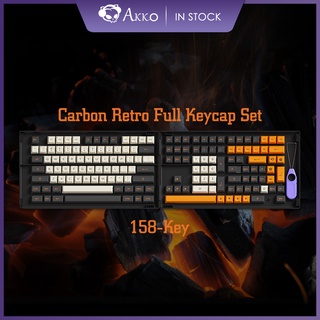 Akko Carbon Retro 158-Key ASA Profile PBT Double-Shot Full Keycap Set for Mechanical Keyboards with Collection Box