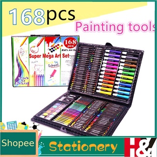 【Ready Stock】❂168 pcs coloring Set watercolor painting pen Pencil Crayons Pastel stationery set for