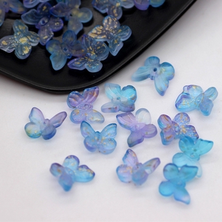 11mm 50PCs DIY Glass Loose Beads Butterfly Handmade Jewelry Accessories Gradient Color Stereoscopic