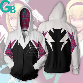 Women Girls Gwen Stacy Spider-Gwen Spider-Man 3D Long Sleeve Hoody Jacket Zipper Coat