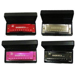 Harmonica 10 Holes Key of C with Case Assorted Color