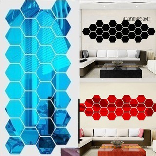 <fr>gzmj 12Pcs Geometric Hexagon 3D Mirror Effect DIYations