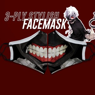 Tokyo Ghoul - Kaneki - Stylish Anime Facemask (3-PLY | Washable | Comfortable)