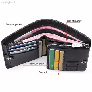 ✿✸WilliamPOLO Brand Hight Genuine Leather Men Wallets Trifold Wallet Zip Coin Pocket Purse Soft Cow