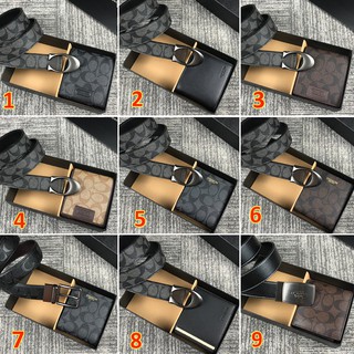 Men's Wallet Wallet and Cardholder Short Wallet Leather Wallet Belt Leather Belt (Wallet + Belt Bag)