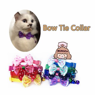 MiNio~Cute Adjustable Bow Cat Collar with Bell Puppy Kitten Bow Tie Pet Accessories