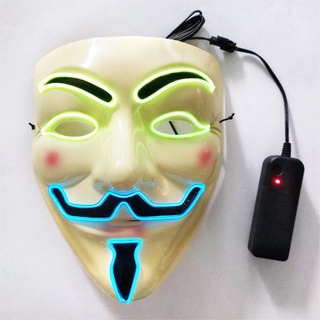 Hacker Mask White V Glowing Face Mask Halloween Decoration Costume Cosplay Party Masquerade Props