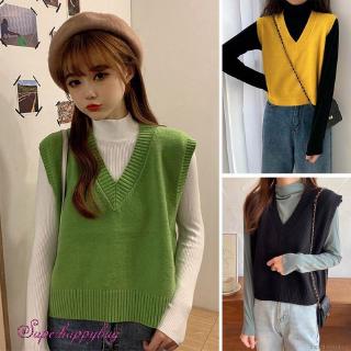 Women Korean Fashion V-Neck Loose Sweater Knitted Vest