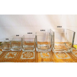 12X12 15X15 SQUARE GLASS VASE / CLEAR GLASS VASE / DECORATIVE GLASS VASE JCE