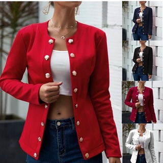 European and American Fashion Long Sleeve Solid Color Double Breasted Small Suit Jacket