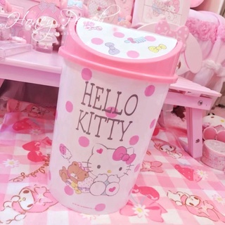Hello kitty trash can with lid cover