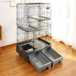 ◑Three Layers Cat Cage With Cat Litter Box And Storage Box