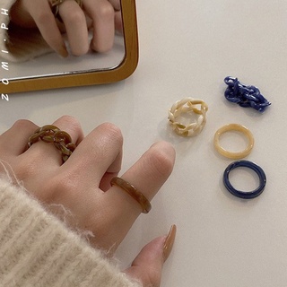 [ZOMI] 2Pcs/set Resin Ring Jewelry Korean Style Fashion Rings Set For Women