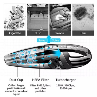 ▬☊120W Vacuum Cleaner Dry & Wet Rechargeable Wireless Portable Handheld Car Vacuum Cleaner Mini Vacu