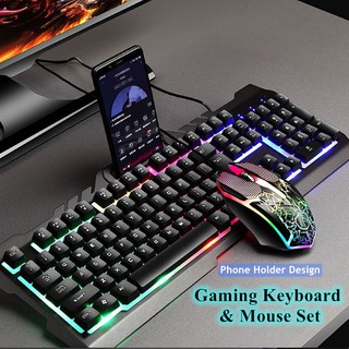 CMK198 LED Gaming Keyboard & Mouse Combo Bundle Backlight USB Wired Mechanical Feel Keyboard Set