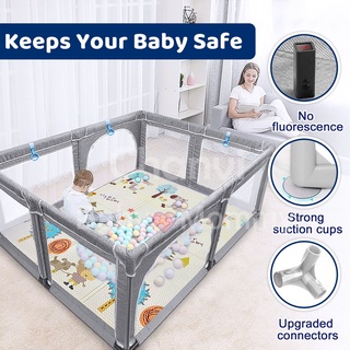 Chanvi Toddlers Indoor Kids Children Activity Center Safety Fence Breathable Mesh Crib Baby Playpen (7)