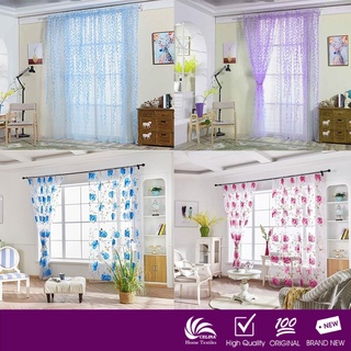 1 PC 100×200cm Flower Printed Sheer Curtain Tulle Window Treatments Voile Drape